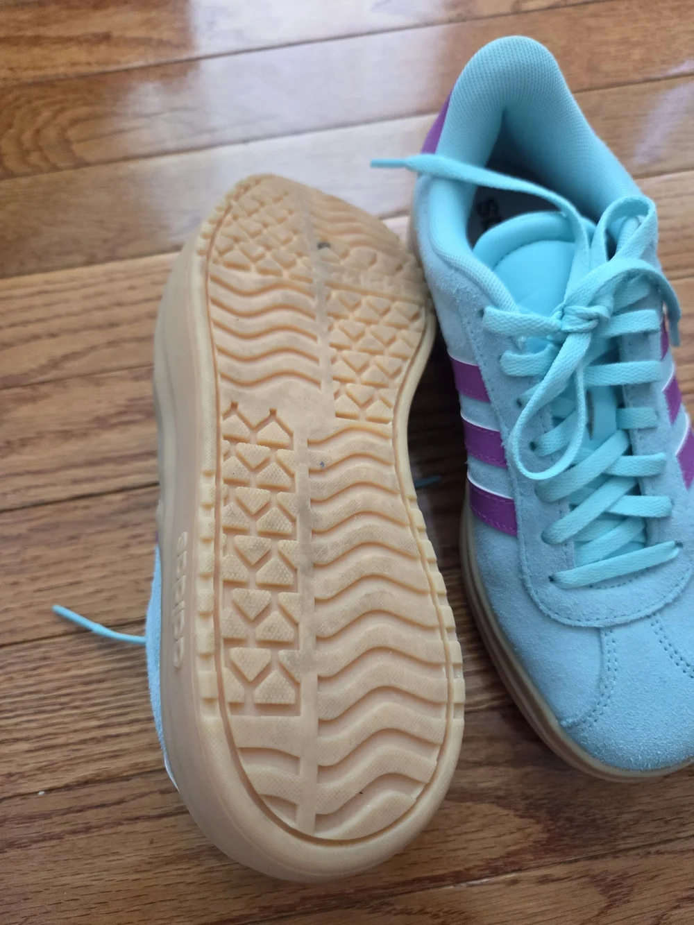 adidas Kids' Light Blue & Purple Suede Platform Sneakers